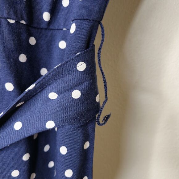 Boden Women's US 6P Navy Blue Polka Dot Short Sleeve Shirt Dress Belted *Flaw - Picture 9 of 16